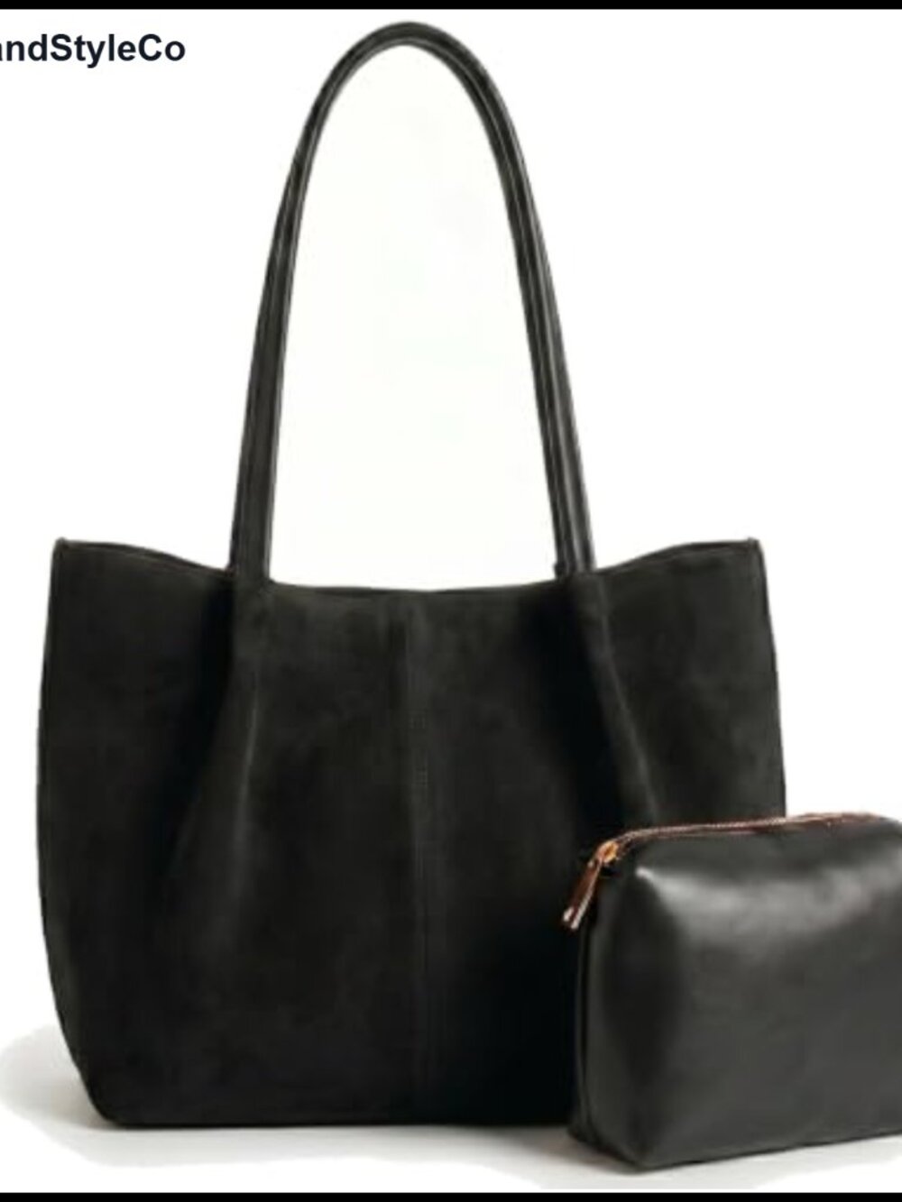 Faux Suede Work Tote Laptop Bag Fits 15.6" Magnetic Closure